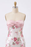 Robe de bal de rentrée Bodycon Bodycon Rose Clair Bustier Mini Homecoming avec des paillettes