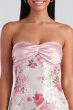Robe de bal de rentrée Bodycon Bodycon Rose Clair Bustier Mini Homecoming avec des paillettes