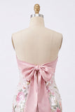 Robe de bal de rentrée Bodycon Bodycon Rose Clair Bustier Mini Homecoming avec des paillettes