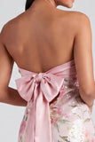 Robe de bal de rentrée Bodycon Bodycon Rose Clair Bustier Mini Homecoming avec des paillettes
