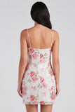 Robe de rentrée à la maison Bodycon rose clair en sequins floraux avec nœud