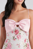 Robe de rentrée à la maison Bodycon rose clair en sequins floraux avec nœud