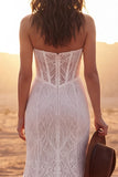 Robe de mariée Bohème, traîne en dentelle et ivoire sans bretelles