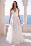 Robe de mariée en train en train en Ivoire à col en V à motifs floraux en ligne