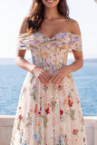 Corset fleuri ivoire à épaules dénudées, robe de mariée A Line