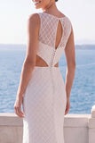 Robe de mariée en dentelle ivoire découpée par sirène avec fente