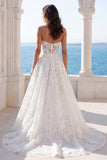Robe de mariée en dentelle florale sans bretelles A Line