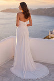 Robe de mariée sirène sans bretelles en ivoire avec traîne en balayage