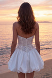 Corset ivoire scintillant Strapless A Line Short robe de mariée avec paillettes