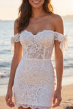 Robe de mariée bohème bohème, corset bohème en ivoire découvert à épaules dénuées