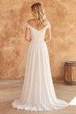 Robe de mariée en dentelle ivoire à épaules dénudées, ligne A