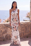 Robe Maxi à fleurs froncées en chiffon en chiffon en ivoire sirène