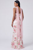 Robe Maxi à fleurs Sirène rose blanc avec paillettes