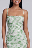 Robe formelle à bretelles fines en sirène vert clair