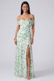 Robe Maxi rose rose à fleurs A Short Shoulder