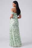 Robe Maxi rose rose à fleurs A Short Shoulder