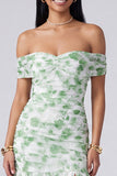Robe Maxi rose rose à fleurs A Short Shoulder