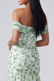 Robe Maxi rose rose à fleurs A Short Shoulder
