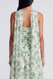 Robe Maxi fleurie A Strapless Strapless vert clair avec écharpe