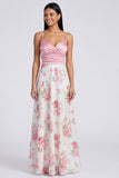 Robe Maxi à bretelles fines rose pâle A