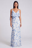 Robe longue à fleurs vert clair Sirène