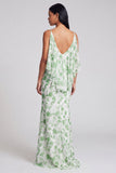 Robe longue à fleurs vert clair Sirène