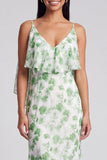 Robe longue à fleurs vert clair Sirène
