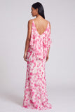 Robe longue à fleurs vert clair Sirène