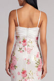 Robe formelle de sirène à bretelles florales en ivoire