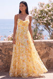 Robe à fleurs Maxi A Line jaune