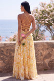 Robe à fleurs Maxi A Line jaune