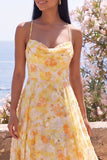 Robe à fleurs Maxi A Line jaune