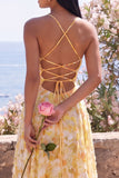 Robe à fleurs Maxi A Line jaune