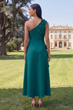 Robe midi fleurie jaune à une épaule en ligne A