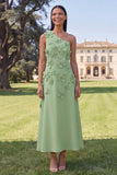 Robe midi fleurie jaune à une épaule en ligne A