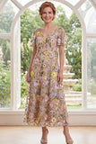 Robe midi Mother Of the Bride en tulle en tulle à longueur A brodée