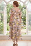 Robe midi Mother Of the Bride en tulle en tulle à longueur A brodée