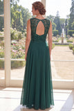 Robe longue en chiffon en mousseline vert foncé à col en V avec perles