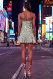 Robe de rentrée brodée en style body-moulant Sage Green Buster avec volants