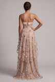 Sweetheart Champagne Corset Ligne A, tulle High-Low Fleur Mother Of the Bride Robe