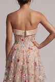 Sweetheart Champagne Corset Ligne A, tulle High-Low Fleur Mother Of the Bride Robe