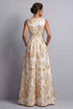 Combinaisons Champagne Jacquard à col bateau Mother of the Bride avec poches