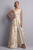 Combinaisons Champagne Jacquard à col bateau Mother of the Bride avec poches