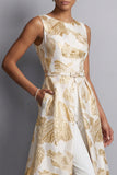 Combinaisons Champagne Jacquard à col bateau Mother of the Bride avec poches