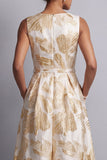 Combinaisons Champagne Jacquard à col bateau Mother of the Bride avec poches