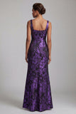 Robe fleurie de mère de la mariée à fronçages en sirène violet foncé