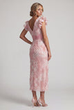 Robe longue de la mère de la mariée à perles à col en V à fardeaux scintillants