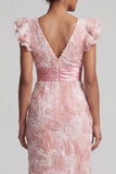 Robe longue de la mère de la mariée à perles à col en V à fardeaux scintillants