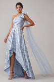 Robe de la mère de la mariée Ligne Bleu ciel Fleuri A High Low avec nœud