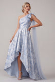 Robe de la mère de la mariée Ligne Bleu ciel Fleuri A High Low avec nœud